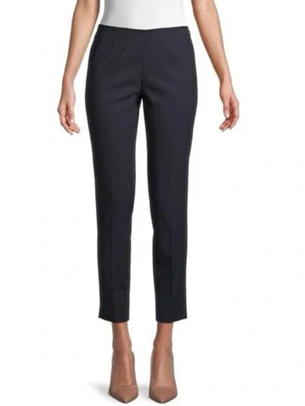Theory Belisa Sevona Stretch Virgin Wool Slim Ankle Pants Black Size 10